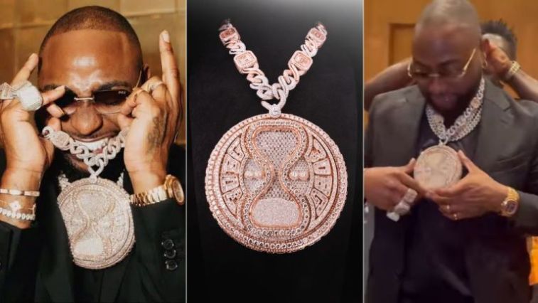 Davido cries out over weight of newly acquired Diamond pendant